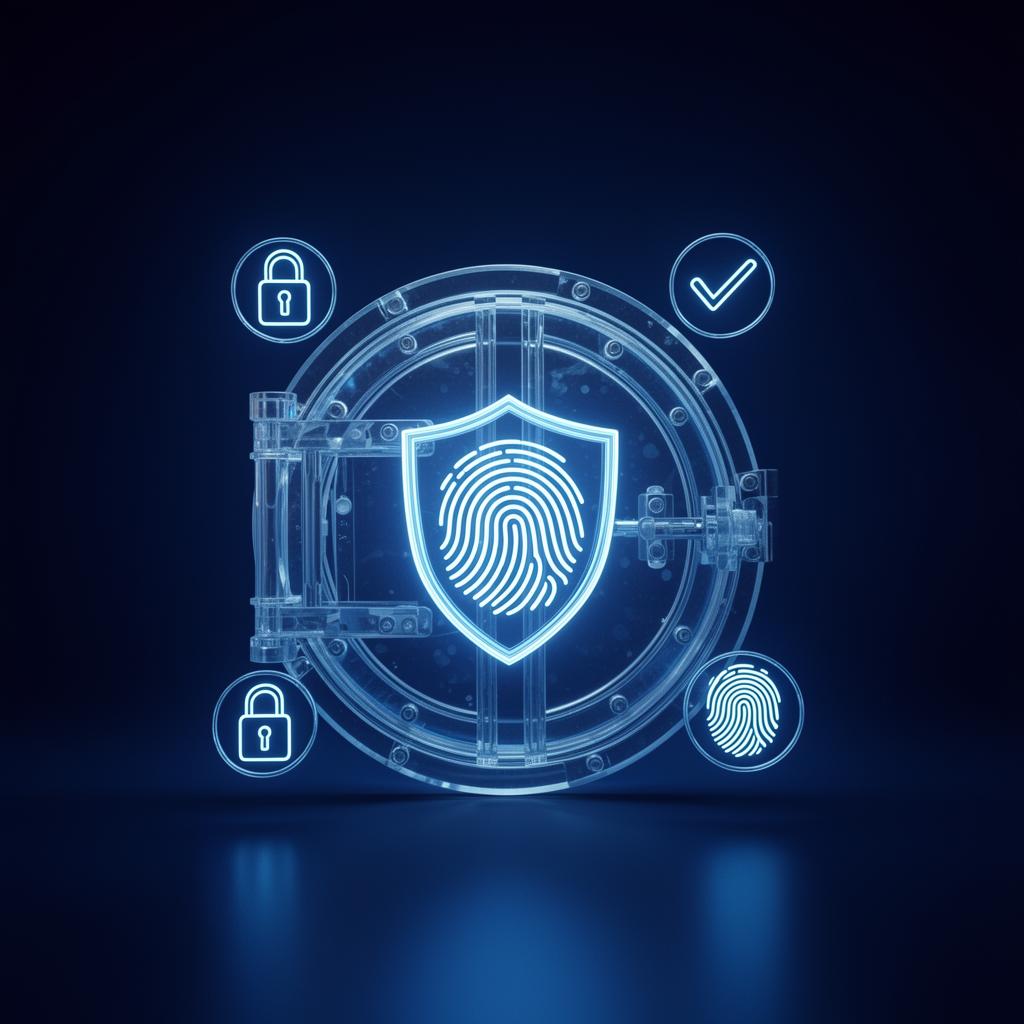 Glowing transparent vault representing built-in compliance and security